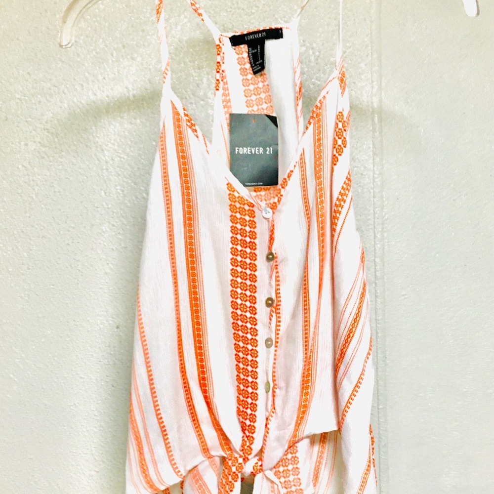 Forever 21 Orange & White Crop Top. Size Large.